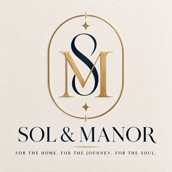 The Sol & Manor logo: an intertwined S and M monogram in a gold oval, above the words SOL & MANOR